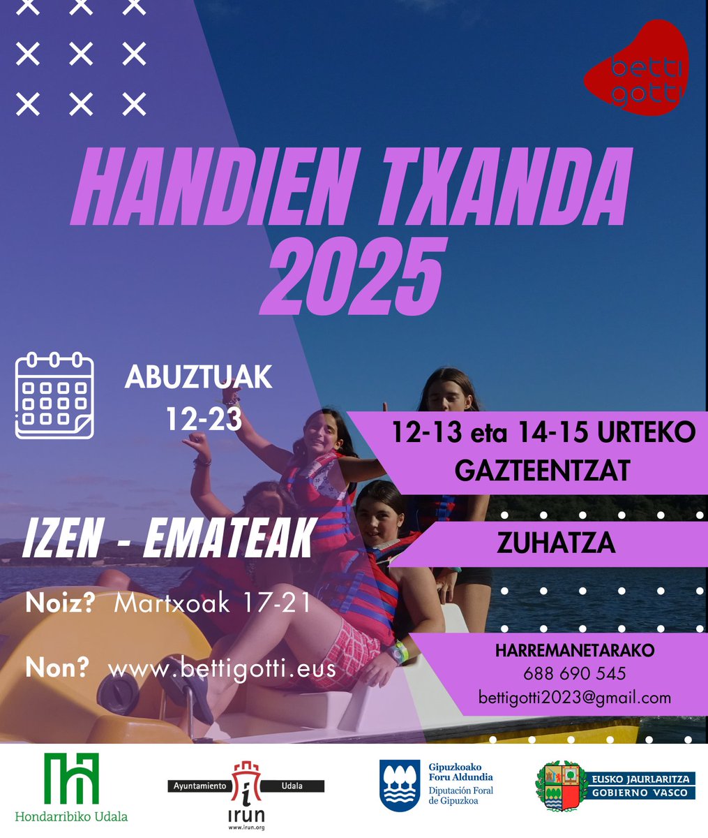 Handien bi txandak ere hemen ditugu! 🥳

Martxoaren 17-21 bitarte izena eman dezakezue, animatu!