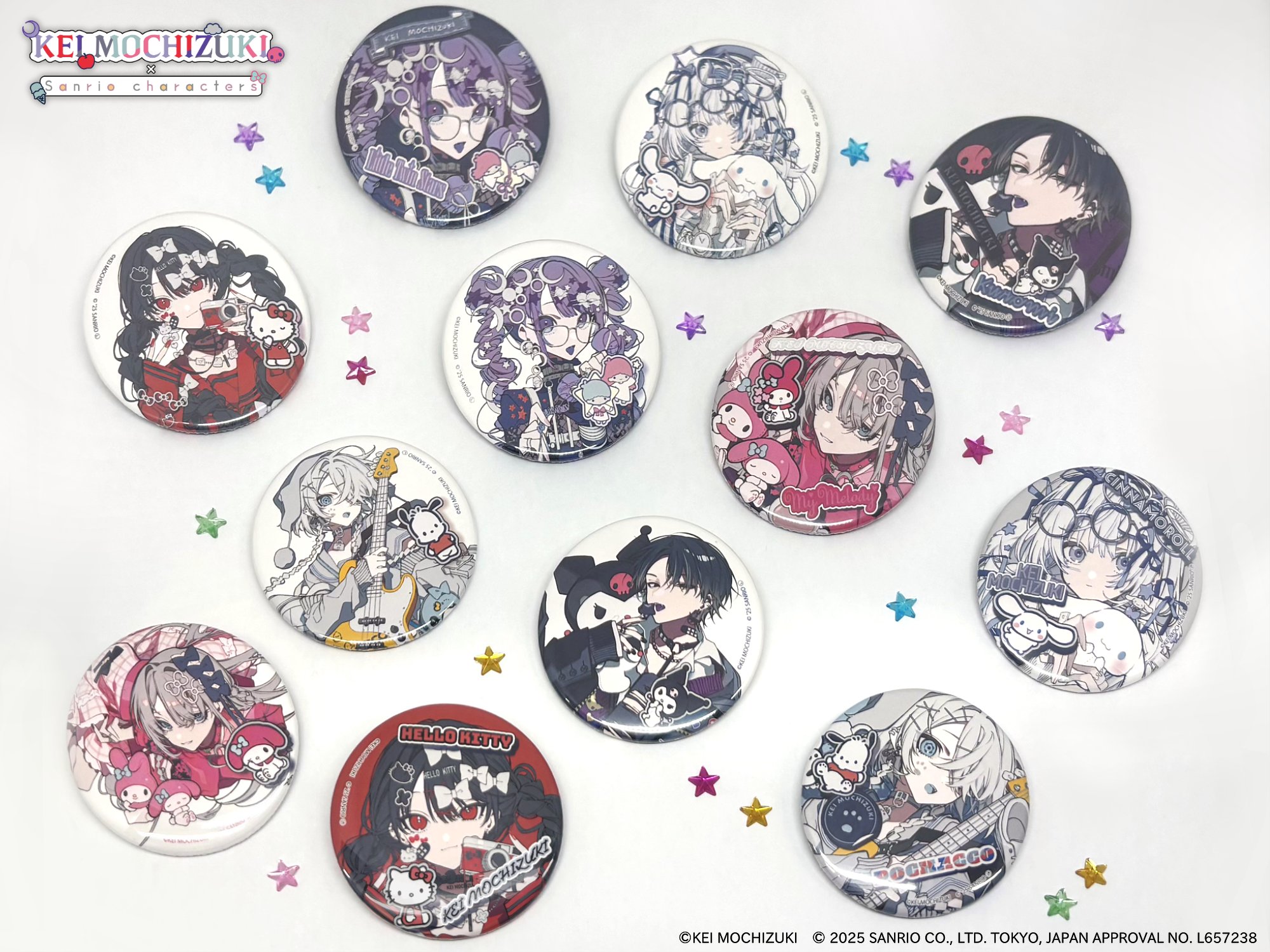 キキララ 望月けい サンリオ 缶バッジ 10点 ポストカード 特典