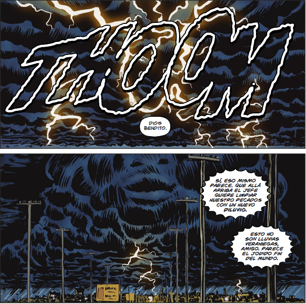 ¿A alguien mas le está saliendo branquias? Esto me hace pensar en nuestro comic de Tambores, pero sin zombis ni matanzas de por medio, esto...espero.