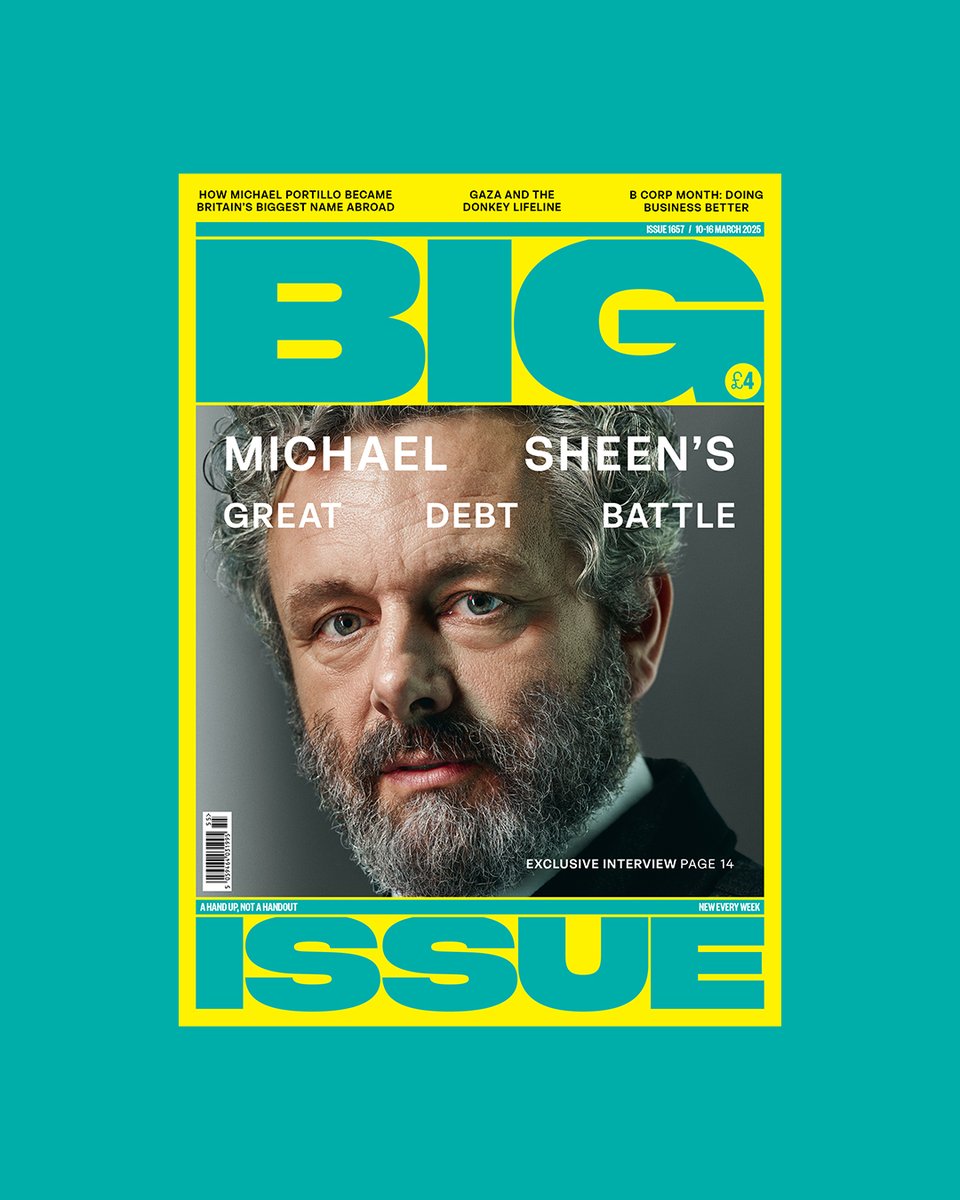This week’s issue is out today! Inside:

💷 Michael Sheen’s great debt battle
🐴 Meet the vet looking after donkeys in Gaza
🌏 B-Corp month: doing business better

Buy a copy from your local vendor! And read a teaser here ⬇️ 

bigissue.com/behind-the-sce…