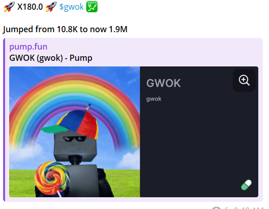 TanderhuntCall's tweet photo. $GWOK Hot signal is making gains 
Call from 10.8k to 516.5k, and the highest price now is 3.64M.
6ugNo7XbU5RpaNVi6MMP8tMN85MmNeXFZmcPyPvWpump
 
#SOL #WETH #USDT #USDC #FLAP #GWOK #WOOL #PWS #GROK #CPEN #KRBY #BAWW #PAWS #DRB #ELON #EWON #CWIF #PENG #DUCK #ROG #REWD #HOLY #TRA https://t.co/iG5Tsgo4Wg