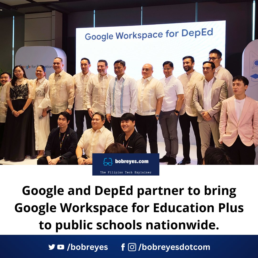 bobreyes's tweet image. Google teams up with DepEd to bring Google Workspace for Education Plus to public schools, empowering teachers &amp;amp; students with advanced tech! 

DepEd Sec. Sonny Angara joins the launch at Google PH HQ, highlighting the push for tech-driven learning.

#GooglePH #DepEd #EdTechPH
