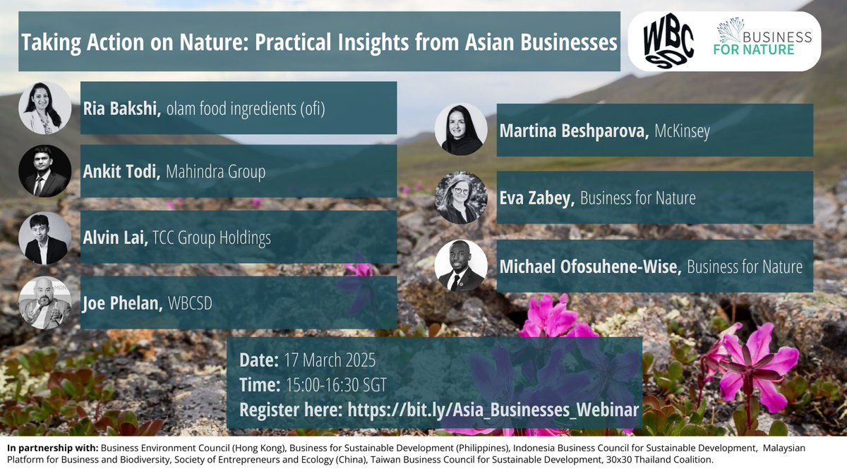 💡 How can businesses in Asia take meaningful action to halt and reverse #NatureLoss?

Sign up for an engaging discussion with industry experts and leading companies on how businesses in Asia can take meaningful action to halt nature loss.

bit.ly/Asia_Businesse…