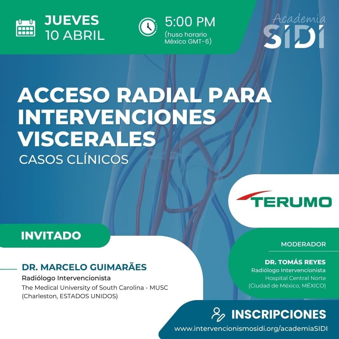 SIDI (@sidisoc) on Twitter photo 🔜 ¡Reserven la fecha!
El próximo webinar de #AcademiaSIDI contará con el 👨⚕️Dr. Marcelo Guimarães para disertar sobre el acceso radial para intervenciones viscerales y el apoyo de <a href="/TerumoLATAM/">Terumo Latin America Corporation</a>.
🗓️10 abril
⏰5 pm (GMT-6)
zoom.us/webinar/regist…
#intervencionismo #IRad 🔜 ¡Reserven la fecha!
El próximo webinar de #AcademiaSIDI contará con el 👨⚕️Dr. Marcelo Guimarães para disertar sobre el acceso radial para intervenciones viscerales y el apoyo de <a href="/TerumoLATAM/">Terumo Latin America Corporation</a>.
🗓️10 abril
⏰5 pm (GMT-6)
zoom.us/webinar/regist…
#intervencionismo #IRad