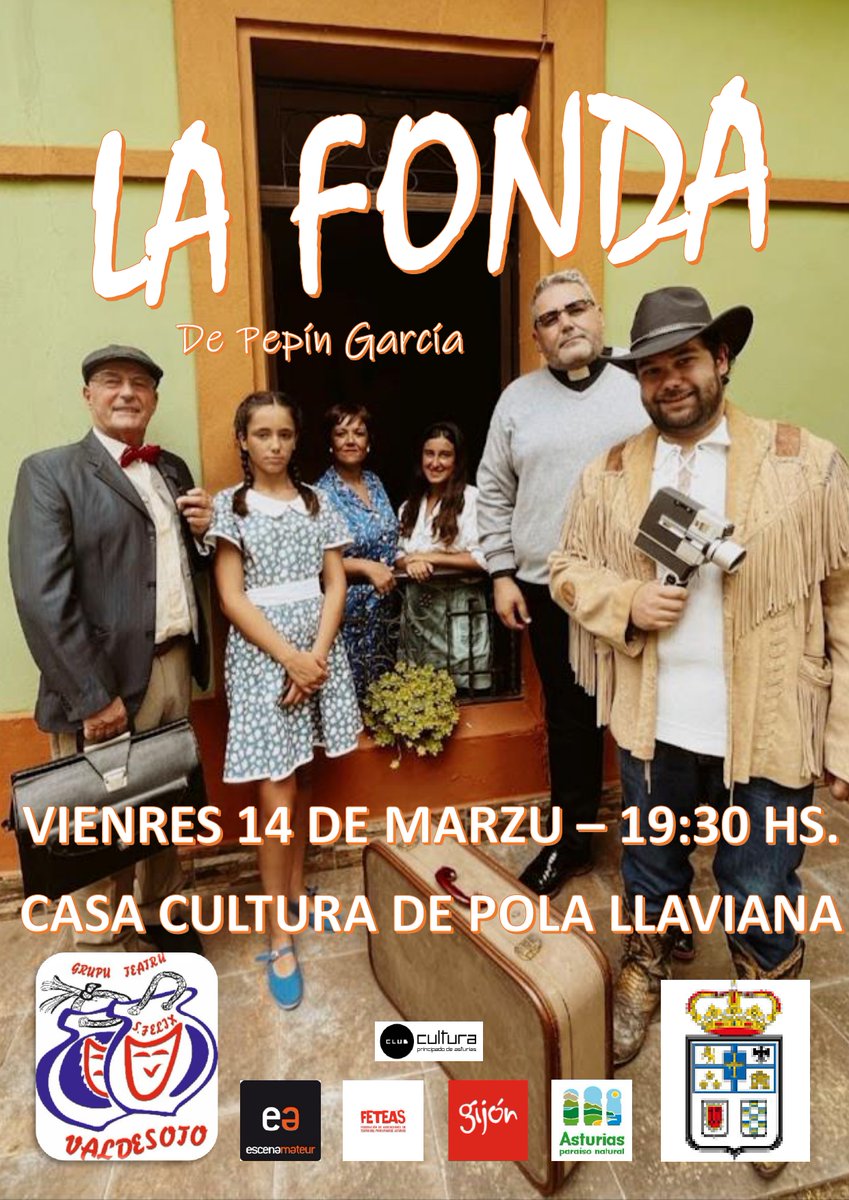 cdtllaviana's tweet photo. El viernes 14 de marzo el Grupo de Teatro Valdesoto pondrá en escena "La Fonda"
Entradas: CIDAN a partir del 10 de marzo.
Género: Comedia
Autor: PEPIN GARCIA
Dirección: PEPIN GARCIA/NACHO FDEZ
Elenco: Tres mujeres y tres hombres
Duración: 75 minutos https://t.co/zDQ39Q5q2e