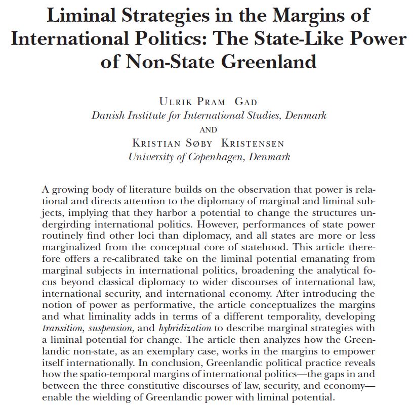 International Political Sociology (@intpolitsocio) on Twitter photo 📢 New Article of the Week!
🔍 How do marginal actors reshape international politics?
✍️<a href="/UlrikPramGad/">Ulrik Pram Gad</a> & Kristian Søby Kristensen examine Greenland’s (🇬🇱) liminal strategies in challenging power structures beyond diplomacy!
academic.oup.com/ips/article/19… 📢 New Article of the Week!
🔍 How do marginal actors reshape international politics?
✍️<a href="/UlrikPramGad/">Ulrik Pram Gad</a> & Kristian Søby Kristensen examine Greenland’s (🇬🇱) liminal strategies in challenging power structures beyond diplomacy!
academic.oup.com/ips/article/19…