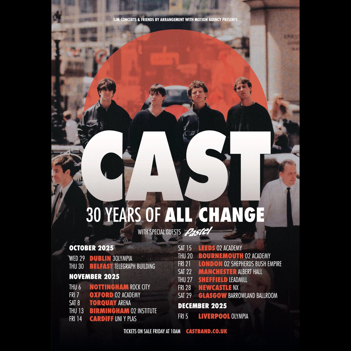 Pastel will open for Cast on their 2025 UK &amp; Ireland tour 🔥 Tickets on sale this Friday 🤯

Tickets: castband.co.uk/tour