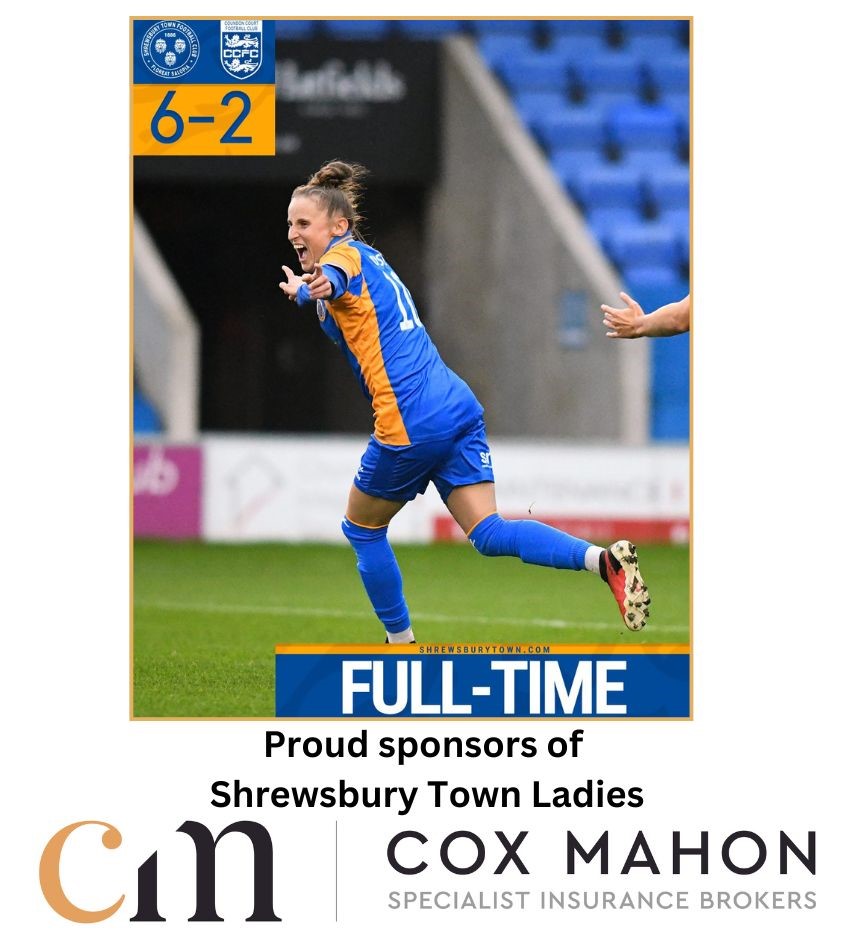 Back to winning ways - many congrats <a href="/Shrewswomen/">Shrewsbury Town Women</a>  - <a href="/cox_mahon/">Cox_Mahon</a>  proud sponsors of Shrewsbury Town Women's Football Team.