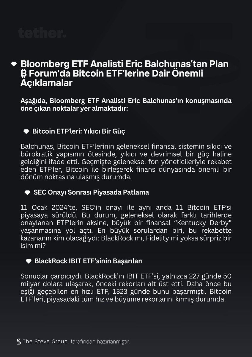Bloomberg ETF Analisti Eric Balchunas, Plan ₿ Forum’da #Bitcoin ETF’lerinin devrimsel etkisini vurguladı. SEC onayı sonrası piyasa nasıl değişti? Sırada hangi altcoin ETF’leri var? 

📖 The Steve Group olarak hazırladığımız bülteni okumak için ⬇️

#Tether #ETF #Bitcoin #USDT