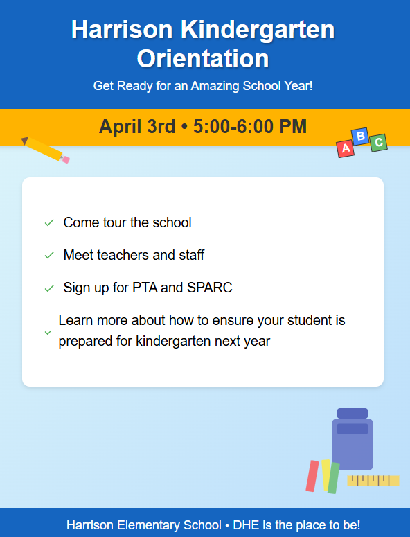 David Harrison Elem (@dhelementary) on Twitter photo 🎉 Excited to welcome all our new kindergarten families to orientation! Join us for a fun-filled time getting to know our school, meeting teachers, and exploring what this year has in store for our little learners! 🍎 #KindergartenOrientation #DHEIsThePlaceToBe <a href="/officialSPS/">Springfield Public Schools</a> 🎉 Excited to welcome all our new kindergarten families to orientation! Join us for a fun-filled time getting to know our school, meeting teachers, and exploring what this year has in store for our little learners! 🍎 #KindergartenOrientation #DHEIsThePlaceToBe <a href="/officialSPS/">Springfield Public Schools</a>