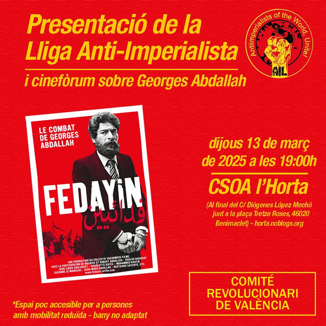 Spain: Anti-Imperialist League (AIL) to be presented in Valencia

ail-red.com/spain-anti-imp…