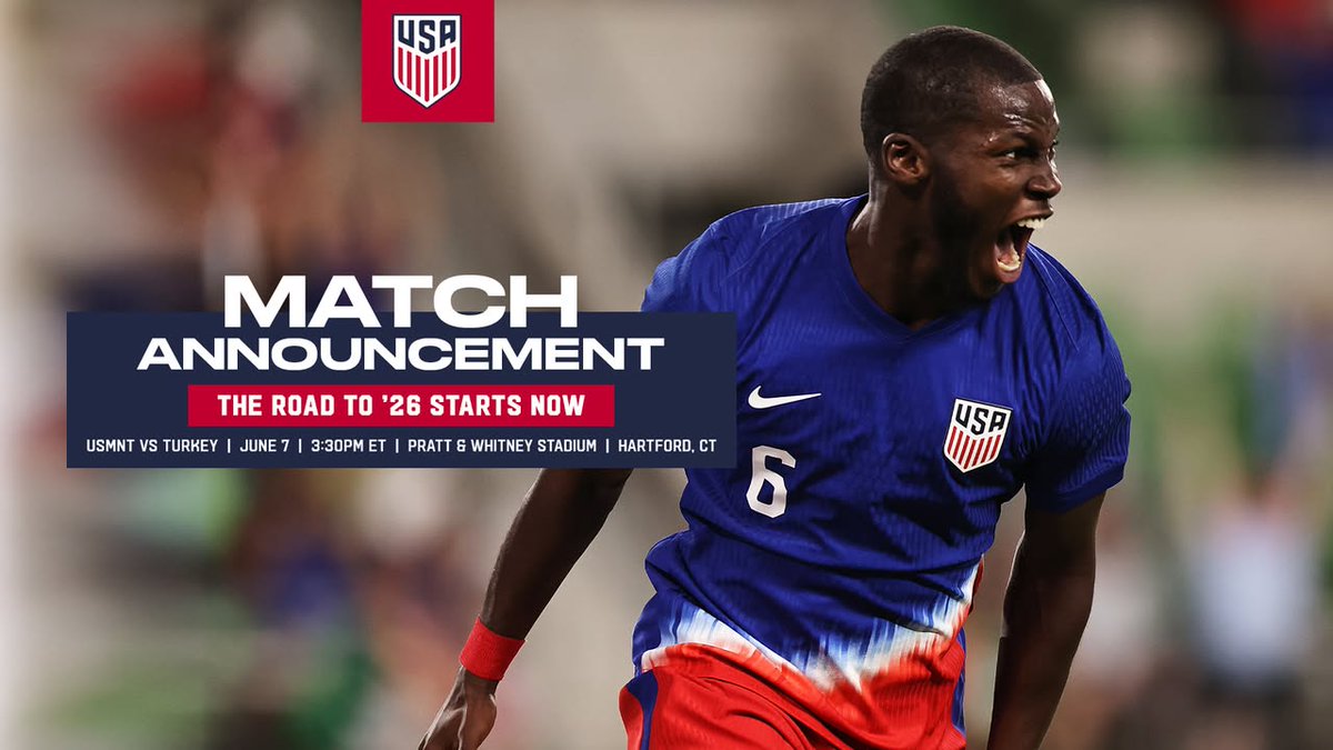 ‼️The U.S. Men’s National Team is coming to HARTFORD‼️ 

The Road to ‘26 begins with two pivotal matches that will set the tone for the next chapter in U.S. Soccer history. Join us on June 7th for the first match in our historic journey. We don’t want you to miss it!