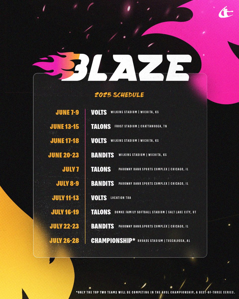 let’s have some fun 💅 

here is the Blaze’s 2025 schedule!