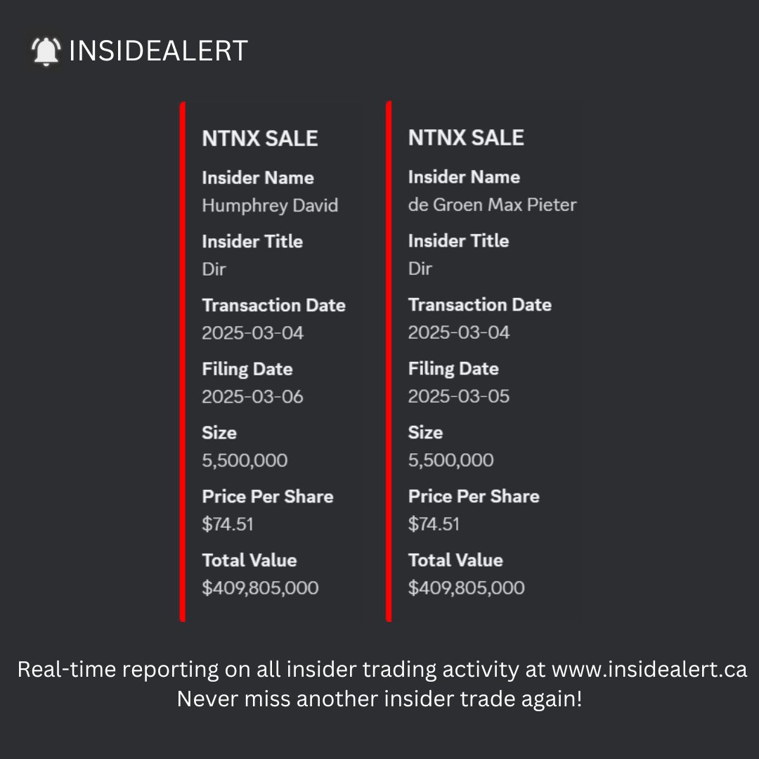 insidealertca's tweet image. Two $410M $NTNX insider sales were filed last week: