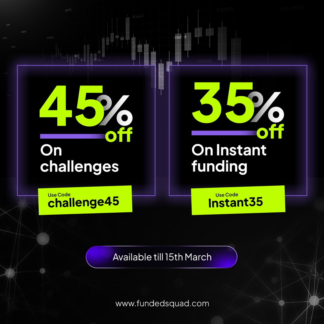 🚀 Limited-Time Offer! 🚀

Get 45% OFF on challenges &amp; 35% OFF on instant funding! 🔥

Use codes: challenge45 &amp; Instant35 at checkout.

📅 Offer valid till March 15th!
💰 Secure your funding now