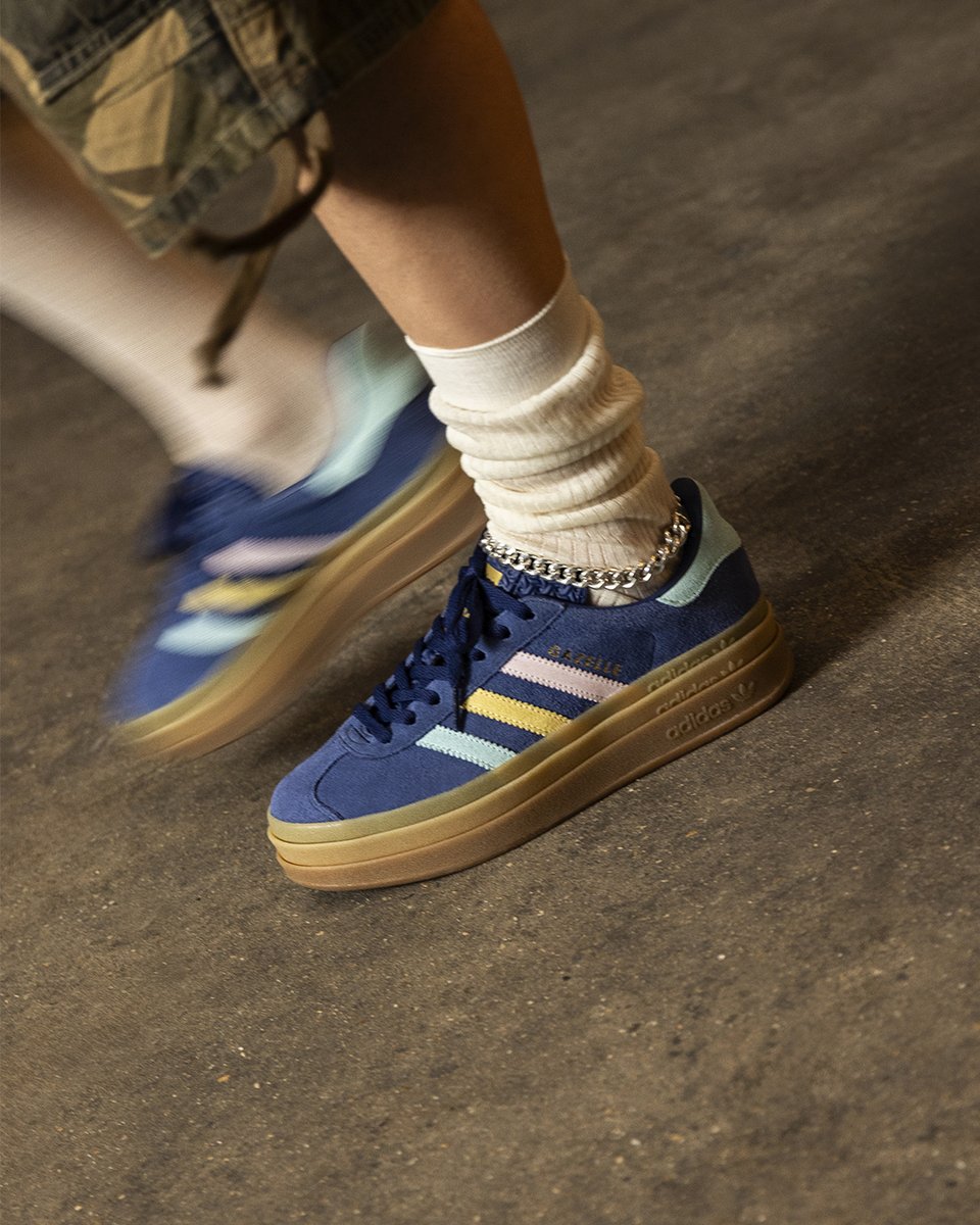 We are OBSESSED with the multi-colour three-stripes on the #adidas 'Gazelle Bold' ✨ Available exclusively at OFFICE #officelovesadidas office.co.uk/view/search?se…