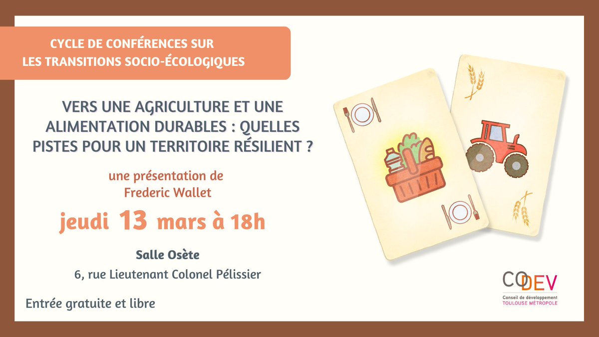 CODEV Toulouse (@codevtlse) on Twitter photo 🌾Le Codev poursuit son cycle de conférences sur les #transitions environnementales et sociales avec une prochaine conférence sur l'#agriculture et l'#alimentation, avec Frederic Wallet <a href="/INRAE_Tlse/">INRAE Occitanie-Toulouse</a> !
📅RDV le jeudi 13 mars à 18h, salle Osète
👉framaforms.org/cycle-de-confe… 🌾Le Codev poursuit son cycle de conférences sur les #transitions environnementales et sociales avec une prochaine conférence sur l'#agriculture et l'#alimentation, avec Frederic Wallet <a href="/INRAE_Tlse/">INRAE Occitanie-Toulouse</a> !
📅RDV le jeudi 13 mars à 18h, salle Osète
👉framaforms.org/cycle-de-confe…