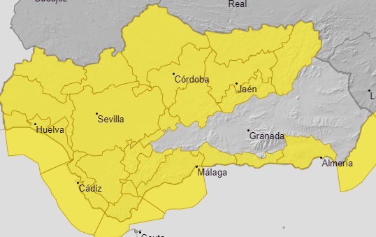 #ACTUALIZACIÓN 📣Se amplía el aviso amarillo por lluvias a las provincias de #Córdoba y #Jaén en esta última se activa también el aviso del mismo nivel por tormentas
Y en Poniente y #Almería capital se activa el aviso por viento
Mucha precaución ‼️