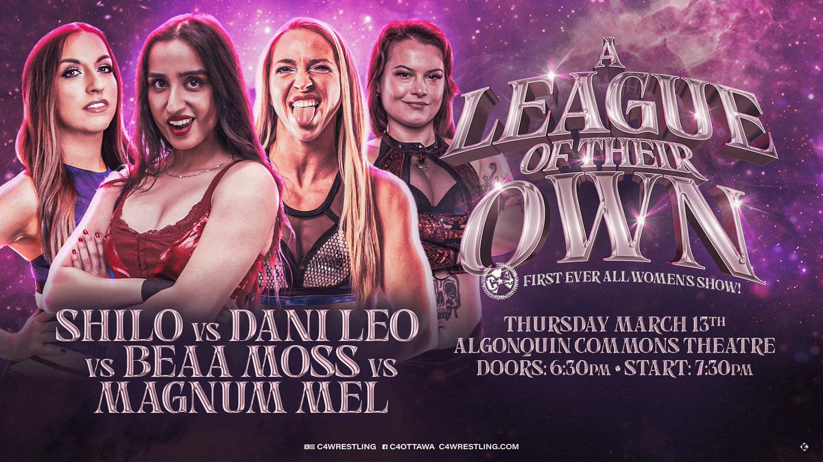 C*4 🍁 (@c4wrestling) on Twitter photo This Thursday night, we return to <a href="/ACT_Ottawa/">Algonquin Commons Theatre</a> for a massive night of action.
Just signed, an exciting four-way match filled with debuts!
Get your tickets NOW:
ticketmaster.ca/c4-wrestling-a… This Thursday night, we return to <a href="/ACT_Ottawa/">Algonquin Commons Theatre</a> for a massive night of action.
Just signed, an exciting four-way match filled with debuts!
Get your tickets NOW:
ticketmaster.ca/c4-wrestling-a…