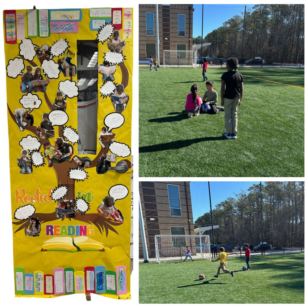 FSAPrivate's tweet image. Congrats to Ms.Gruber's 1st graders for winning the Read Across America door decorating contest! 🏆⚽ Their prize: special recess on the new field, with a bonus of watching the scoreboard installation while playing! 🎉 #Recess #ReadAcrossAmerica