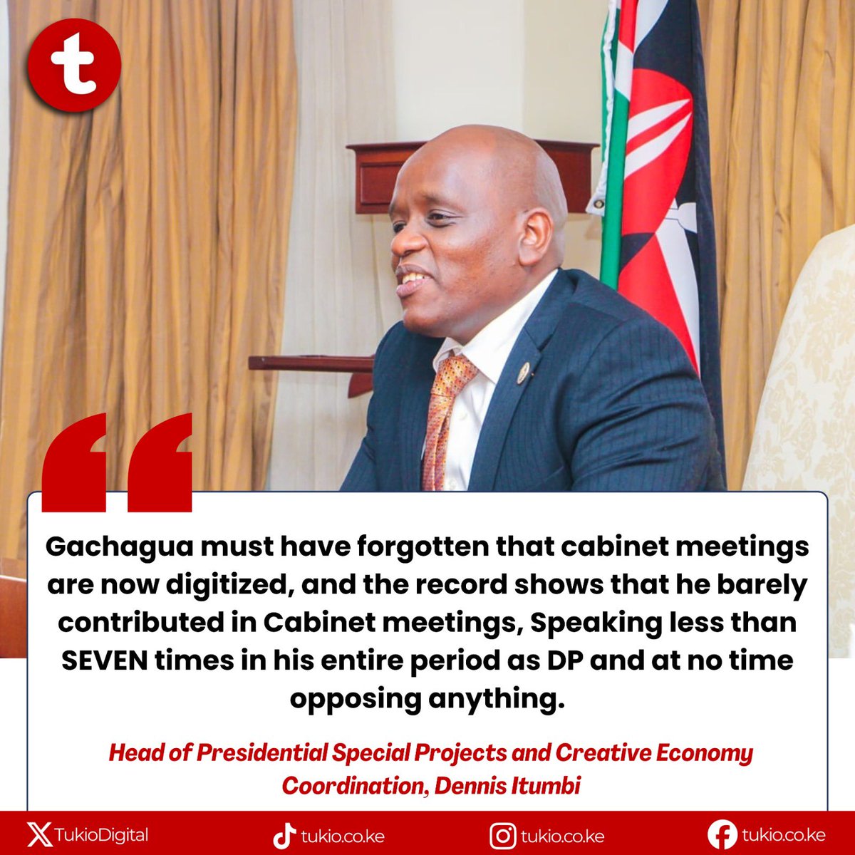 So Gachagua spoke less than 7 times in the Cabinet meetings?