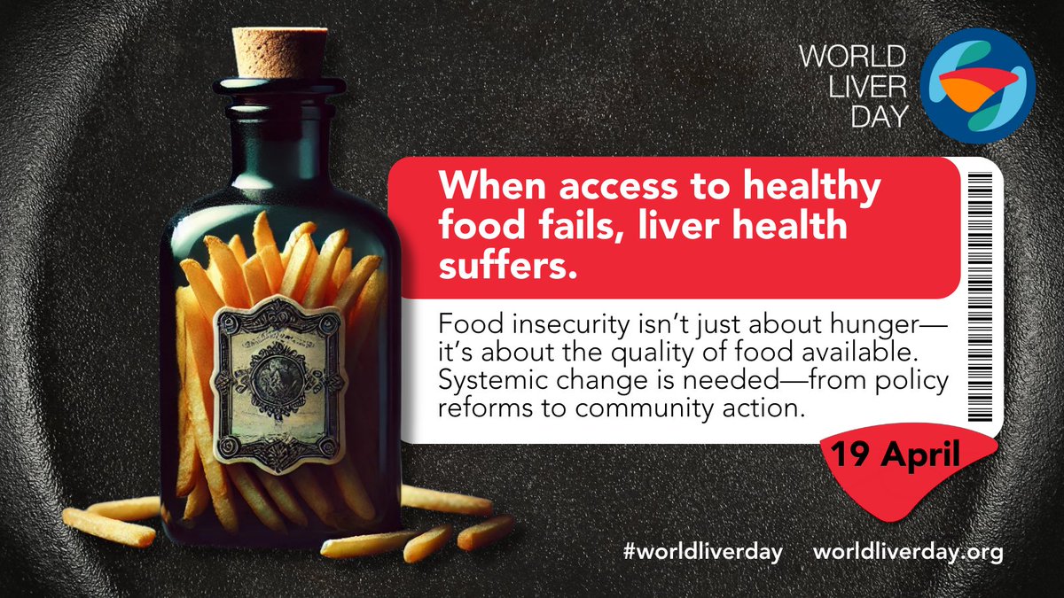 World Liver Day (@worldliverday) on Twitter photo πThe fight against liver disease starts on our plates ππ₯¦
On #WorldLiverDay (19 April 2025), we will spotlight a growing yet often overlooked crisis: the link between food insecurity, poor #nutrition, and #liverdisease.
A new article by <a href="/JVLazarus/">Jeffrey V. Lazarus</a> and <a href="/SagiZelber/">Shira zelber sagi</a> published πThe fight against liver disease starts on our plates ππ₯¦
On #WorldLiverDay (19 April 2025), we will spotlight a growing yet often overlooked crisis: the link between food insecurity, poor #nutrition, and #liverdisease.
A new article by <a href="/JVLazarus/">Jeffrey V. Lazarus</a> and <a href="/SagiZelber/">Shira zelber sagi</a> published