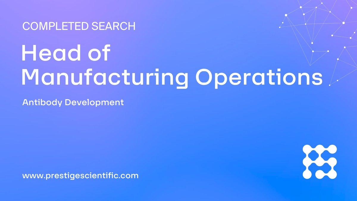 PreSci's tweet image. We are excited to announce the successfully completed search for a Head of Manufacturing Operations with our partner. Read the full press release on our website: ow.ly/bVVp50VeMvP

#cmc #techops #executivesearch #biotech #pharma #prestigescientific