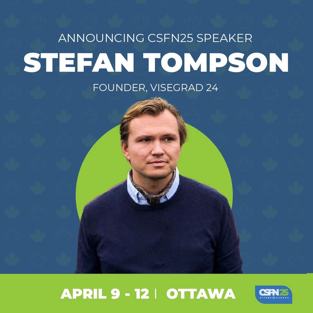 We are excited to announce that Stefan Tompson will be a speaker at this year’s Canada Strong and Free Conference in Ottawa! 🤩

Stefan Tompson is a Polish-South African media executive and PR consultant who founded Visegrad24, the largest news aggregator in Central and Eastern