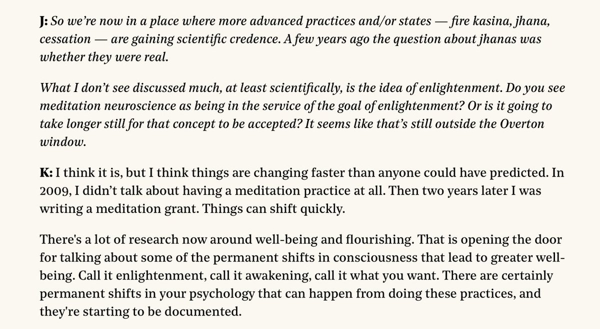 Jake Eaton (@jkeatn) on Twitter photo a privilege and real pleasure to speak with <a href="/kathryndevaney/">Kathryn Devaney</a> for the Weird Issue
I can't wait to see what comes next in Kati's research — and I think the next decade of meditation research is going to have a major impact on how science thinks about the self, happiness, etc. a privilege and real pleasure to speak with <a href="/kathryndevaney/">Kathryn Devaney</a> for the Weird Issue
I can't wait to see what comes next in Kati's research — and I think the next decade of meditation research is going to have a major impact on how science thinks about the self, happiness, etc.