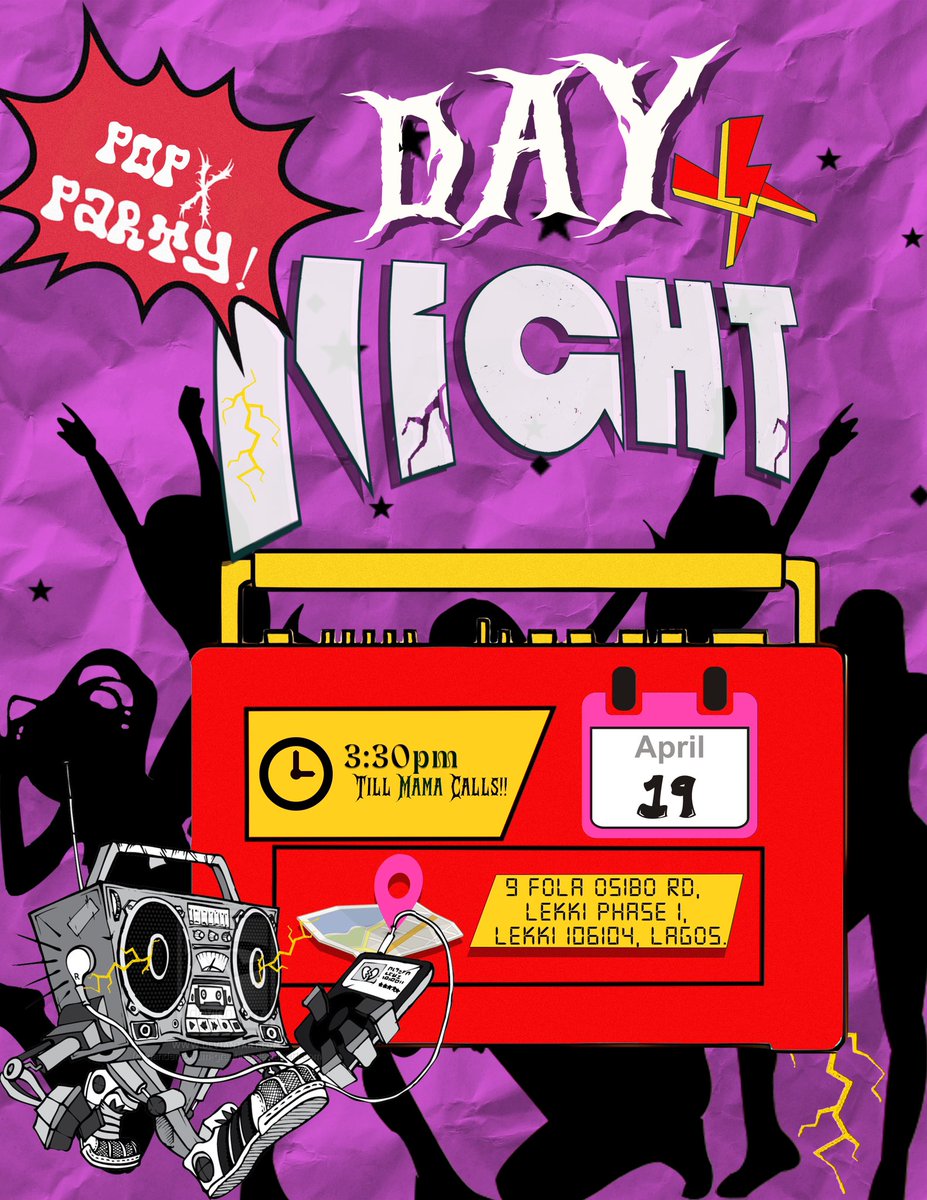 primeriesafrica's tweet image. DAY X NIGHT by @PlutoxTheWurld 

 POP UP &amp;amp; PARTY 

📍 9 Fola Osibo Rd, Lekki Phase I, Lekki 106104, Lagos

📆: APRIL 19TH

⏰: 3:30PM
