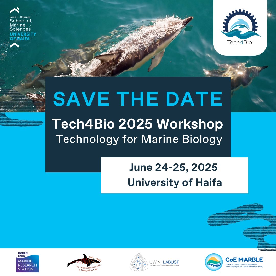 Join us at Tech4Bio 2025 – a cutting-edge workshop on marine tech &amp; biology! Hosted by @univhaifa, explore ocean exploration, sustainability &amp; more.  📅 24-25 June 📷 For more information and registration: marinetech.github.io/Tech4Bio2025.g……