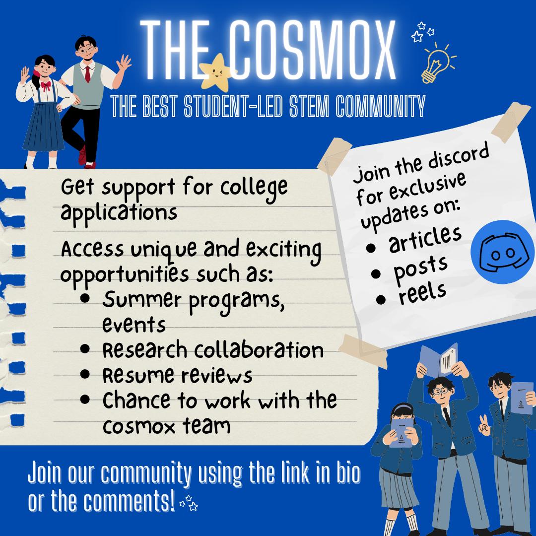cosmoxblogs's tweet photo. @cosmoxblogs now has an official Discord STEM Community! 🌌Join us for exclusive updates, STEM discussions, research collabs, and career support. Don’t miss out; join now! - https://t.co/gB9HRjSL8D 

#stem #science #technology #engineering #maths #community #college #highschool https://t.co/yEGtMB62JG
