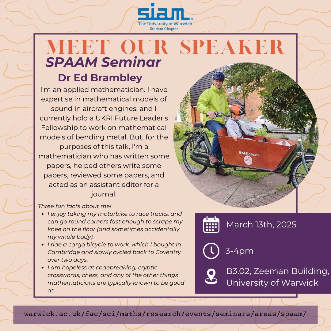 We have a very special final SPAAM seminar for this term! Dr Ed Brambley (Warwick) will be giving a talk on Writing Your First Paper, and will be giving some helpful tips for doing so! Swipe to find out more about our speaker.