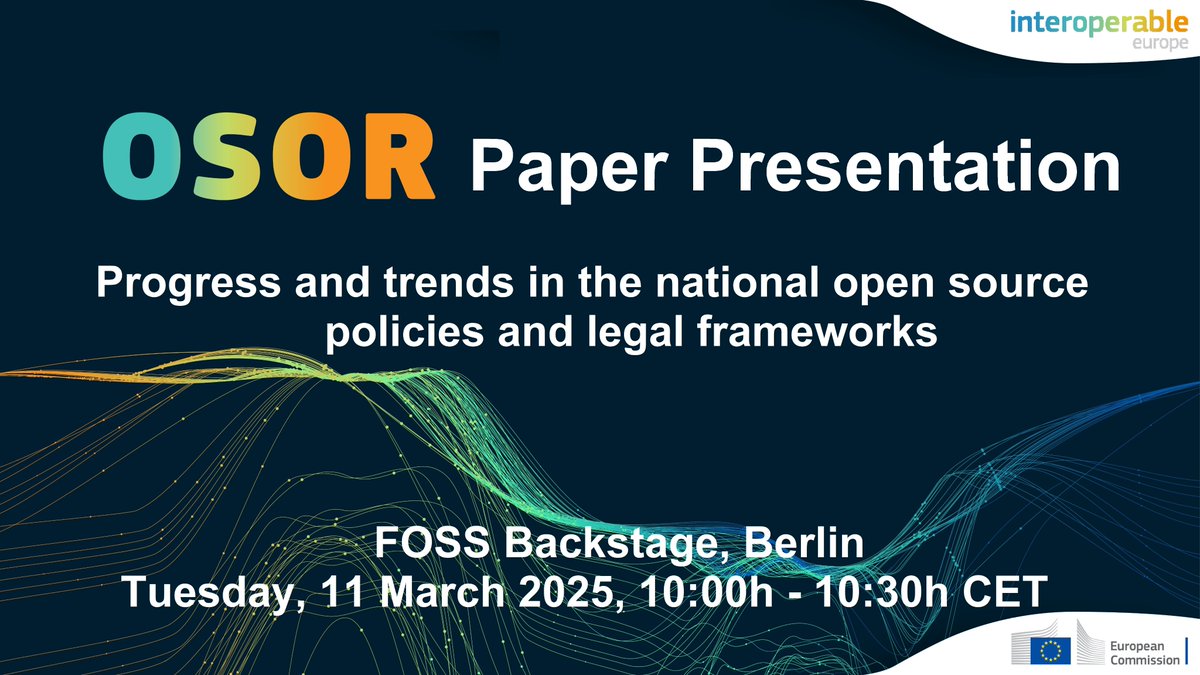 InteroperableEU's tweet image. Are you in Berlin visiting #FossBackstage? Tomorrow, @OSOReu will present to you its report on national #OpenSource policy development!
👉europa.eu/!MVymJm

You can read the report itself here:
👉europa.eu/!7cTQ83