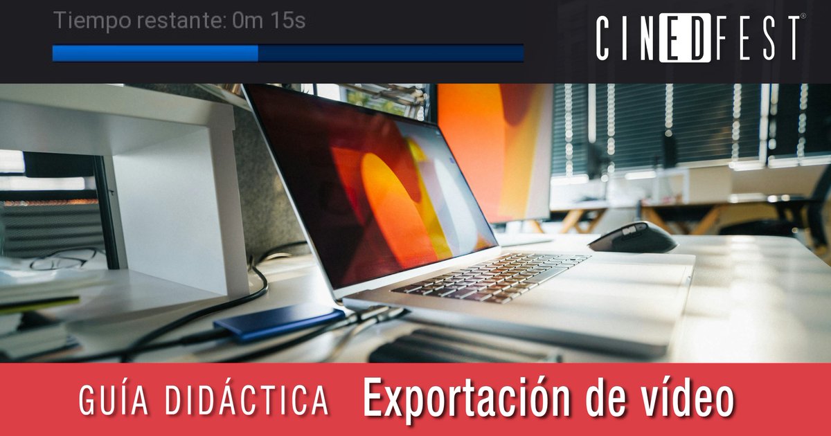 Ya está disponible la nueva guía de exportación de vídeo Cinedfest, un nuevo recuso que ponemos a disposición de los centros educativos y que nos muestra el proceso con el que obtenemos el archivo final de nuestros cortometrajes.

Ya disponible en el portal web de Cinedfest
