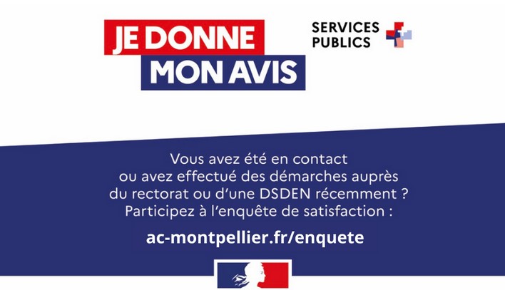 Académie Montpellier (@acmontpellier) on Twitter photo Vous avez été en contact avec les services du rectorat ou bien des  DSDEN 30, 34, 48, 11 ou 66 au cours des 12 derniers mois ? Nous  aimerions connaître votre avis ! 
 ➡️Accédez au questionnaire en cliquant sur le lien suivant🔗ppe.orion.education.fr/occitanie/itw/… Vous avez été en contact avec les services du rectorat ou bien des  DSDEN 30, 34, 48, 11 ou 66 au cours des 12 derniers mois ? Nous  aimerions connaître votre avis ! 
 ➡️Accédez au questionnaire en cliquant sur le lien suivant🔗ppe.orion.education.fr/occitanie/itw/…