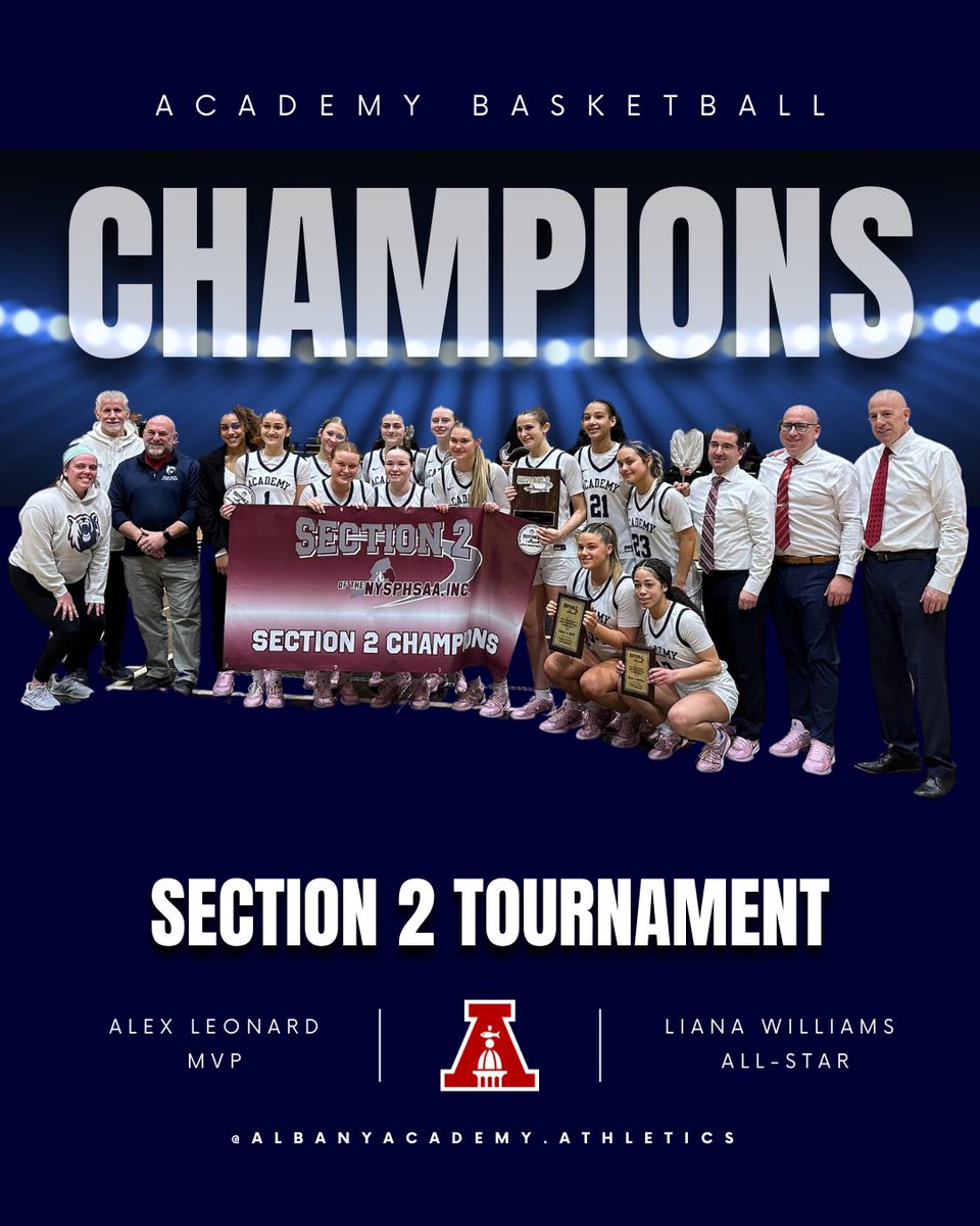 Albany Academy Women's Basketball (@academygbball) on Twitter photo CHAMPIONS...
So proud of this team! They believed in each other, trusted the process, and played gritty basketball down the stretch! Next stop: STATE TOURNAMENT!
<a href="/Section_2_hoops/">Section2Hoops</a>
#legacy #tradition #academy CHAMPIONS...
So proud of this team! They believed in each other, trusted the process, and played gritty basketball down the stretch! Next stop: STATE TOURNAMENT!
<a href="/Section_2_hoops/">Section2Hoops</a>
#legacy #tradition #academy