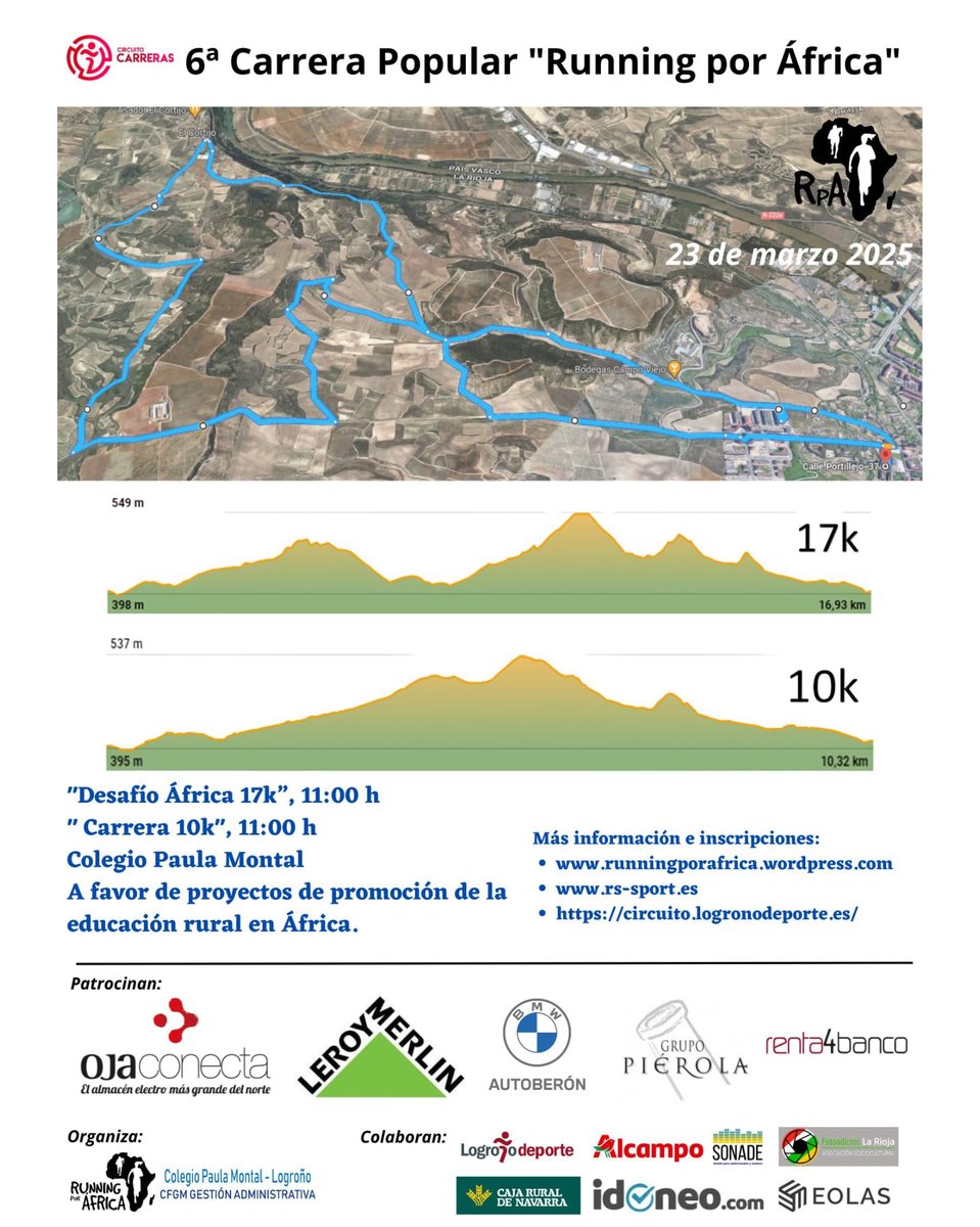 ¡Ya queda menos para volver a vernos corriendo por una buena causa! 🏃‍♀️
Os adjuntamos el cartel de la carrera Popular "Running por África" de la que somos patrocinadores para que tengáis toda la información! rs-sport.es/inscripciones/…

#ojaconectacontigo #runningporafrica