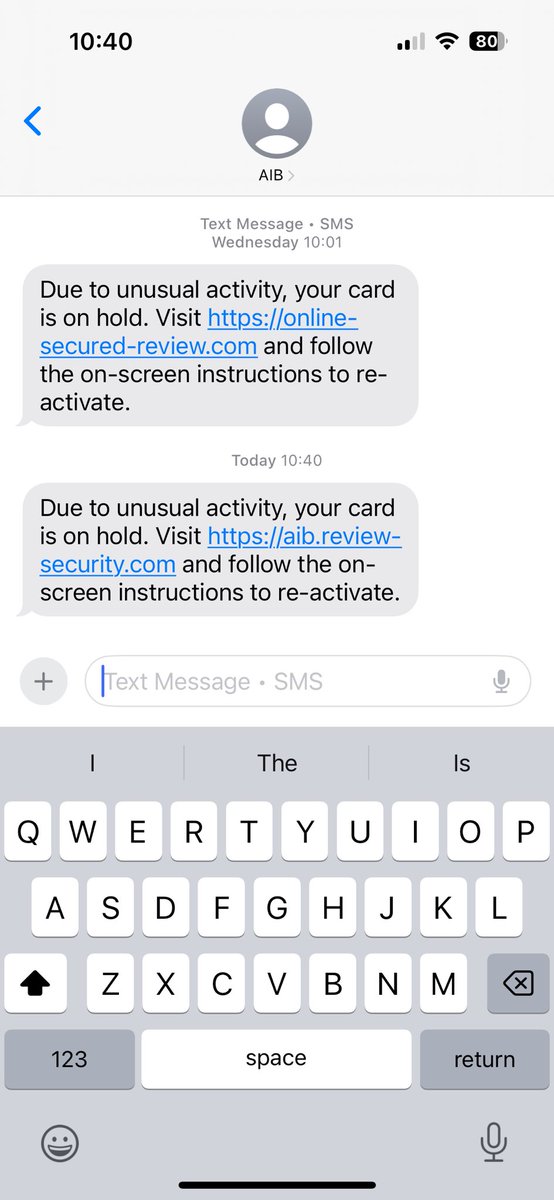 Karl (@kazwalsh123) on Twitter photo I have received this twice in a week. I presume that this is not AIB. Thanks <a href="/AskAIB/">AIB Customer Support</a> I have received this twice in a week. I presume that this is not AIB. Thanks <a href="/AskAIB/">AIB Customer Support</a>