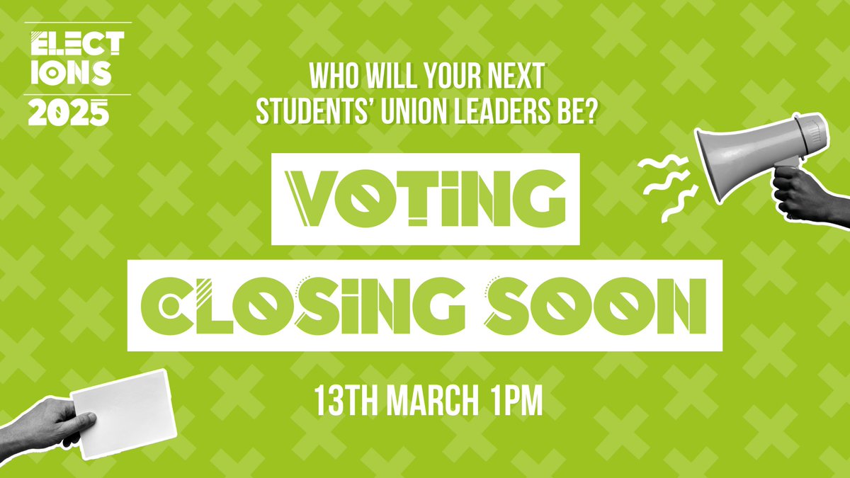 LAST FEW HOURS!⏳

Students! Have you voted in the SU Elections? Voting ends at 1pm TODAY. Don’t miss your chance to choose your student leaders for 2025/26! Vote now!🗳️

astonsu.com/voice/election…