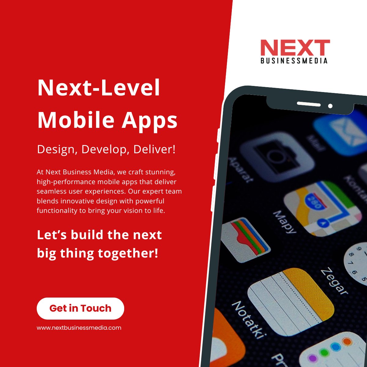 🚀 Transform Your Business with Next Business Media! 📱

We create high-performance mobile apps with stunning designs and seamless user experiences.

Why Choose Us?
✅ Custom UI/UX – Intuitive &amp; engaging designs
✅ Cross-Platform – Android &amp; iOS solutions

#nextbusinessmedia