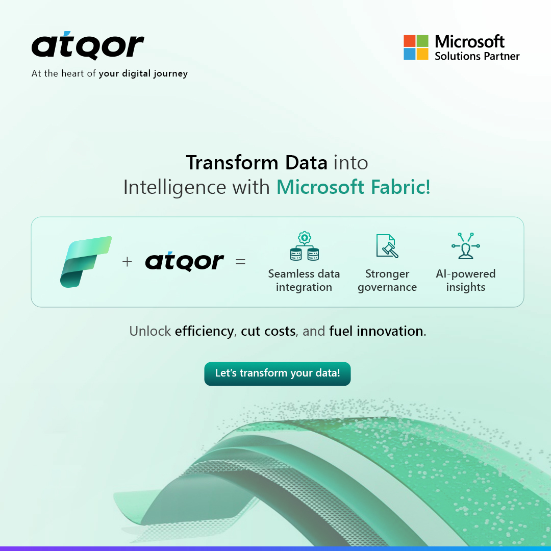 atQor_'s tweet photo. Supercharge AI with Microsoft Fabric: Unlock the Power of Your Data!

Is data complexity holding back your AI innovation? Disconnected silos, governance gaps, and inefficiencies can limit AI’s true potential—but atQor is here to change that!

Unlock the full potential of your data with a structured, AI-driven approach. Start with a workshop to identify your biggest challenges, enhance governance with advanced compliance tools, and develop a tailored strategy for seamless AI adoption.

With Microsoft Fabric, we help you:
✅ Unify all your data into a single source of truth
✅ Eliminate roadblocks and unlock AI-powered insights
✅ Lower costs by streamlining legacy systems
✅ Strengthen governance & compliance with Microsoft Purview

At atQor, we transform businesses with AI-driven strategies, faster results, deep governance insights, and cost-effective solutions that maximize ROI. 🚀

The future of AI starts with trusted, accessible data—let atQor show you how to lead the way!

💬 Let’s turn data chaos into AI-driven success! https://t.co/99hK3g27dj

#MicrosoftFabric #AI #DataTransformation #BusinessIntelligence #DigitalInnovation #DataAnalytics #CloudComputing #AIInnovation #DataStrategy #MicrosoftAI #MachineLearning #BigData #Automation #TechTransformation #Governance #Compliance #atQor #LeadersInThisSegment