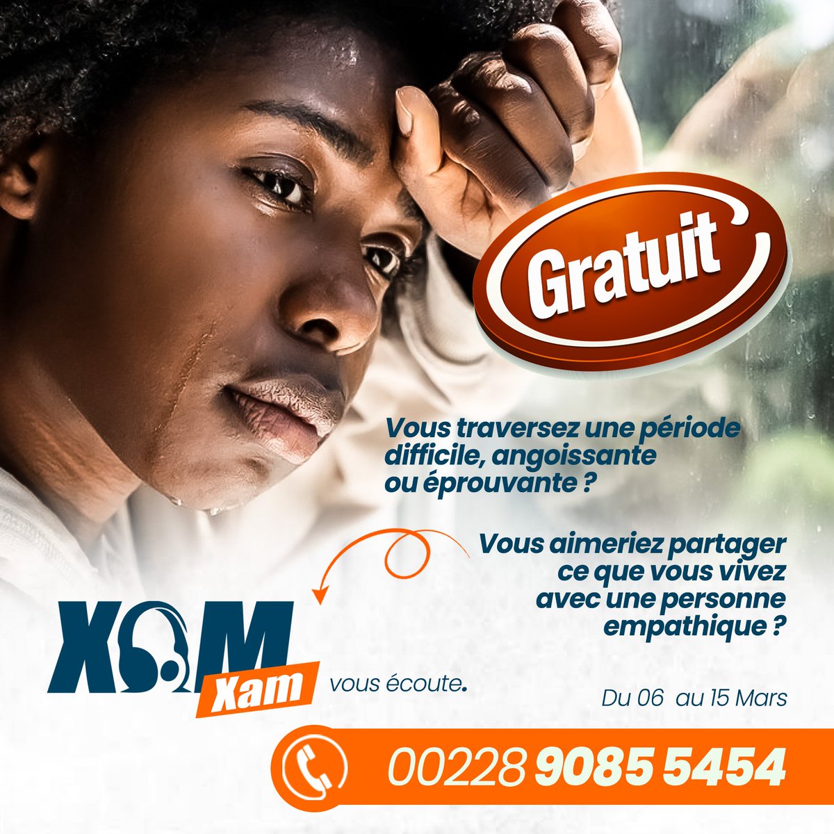 MariageAuTogo's tweet image. Parfois, il suffit de se sentir écouté pour alléger son cœur. Si tu traverses une période difficile, si tu as besoin d’un espace pour t&apos;exprimer, la ligne d’écoute XAM-XAM est là pour toi.  
Appelle et parle sans crainte, une écoute sans jugement.
wa.me//22890845454
#XamXam