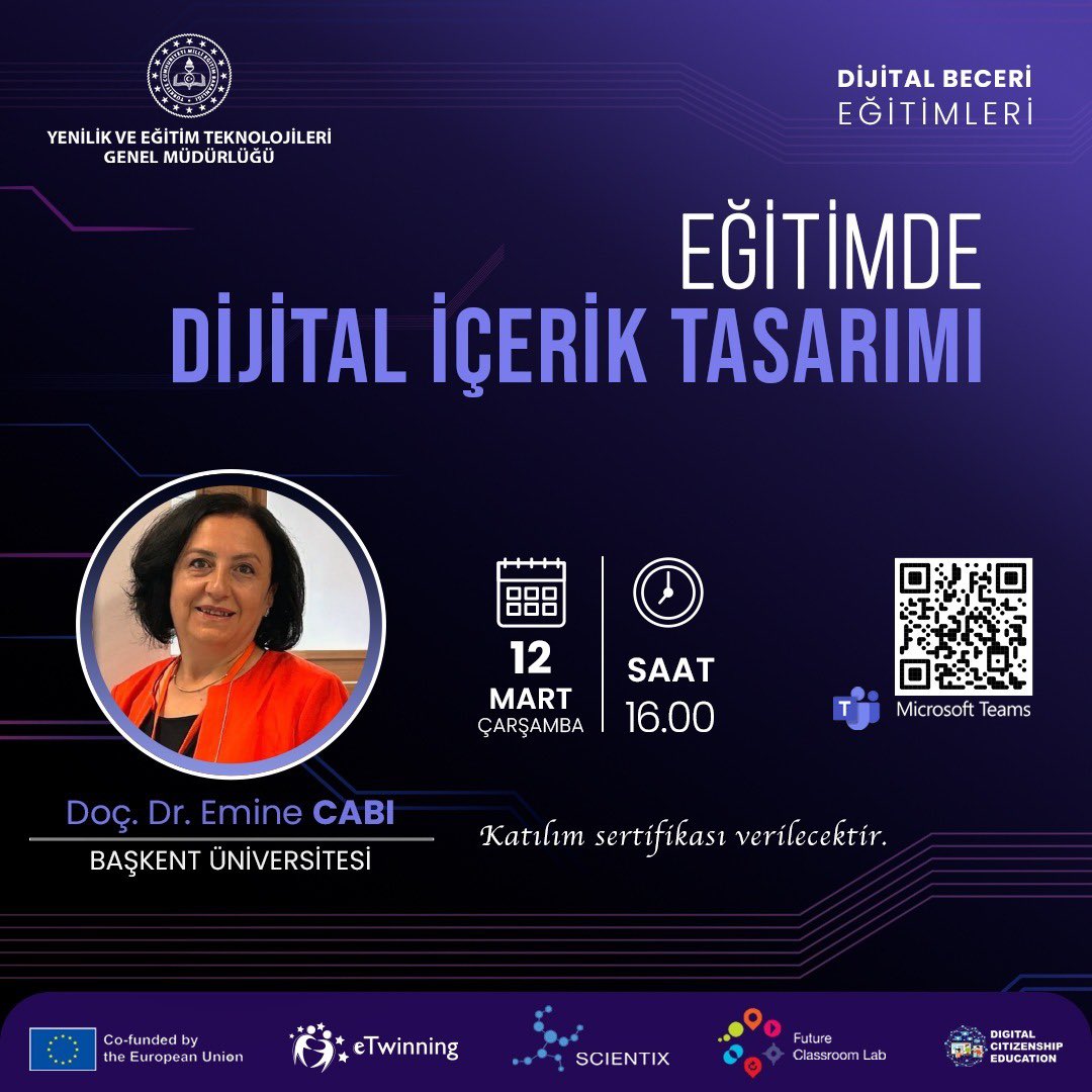 Fatih Projesi - Ordu (@ordufatihpro) on Twitter photo 📌 " Eğitimde Dijital İçerik Tasarımı"
📚 Doç. Dr. Emine CABI
📆 12 Mart 2025 Çarşamba⏰ 16.00
🔗 meb.ai/T6hWRR
✅ Toplantı ID: 315 796 696 653
✅ Geçiş Kodu: CZ28sW3s
#egitimkentiORDU
<a href="/tcmeb/">Millî Eğitim Bakanlığı</a> <a href="/Yusuf__Tekin/">Yusuf Tekin</a> <a href="/mebyegitek/">Yenilik ve Eğitim Teknolojileri Genel Müdürlüğü</a> <a href="/TCOrduValiligi/">Ordu Valiliği</a> <a href="/CelileErenOKTEN/">Celile Eren ÖKTEN</a> <a href="/mfvargeloglu/">MEHMET FATİH VARGELOĞLU</a> 📌 " Eğitimde Dijital İçerik Tasarımı"
📚 Doç. Dr. Emine CABI
📆 12 Mart 2025 Çarşamba⏰ 16.00
🔗 meb.ai/T6hWRR
✅ Toplantı ID: 315 796 696 653
✅ Geçiş Kodu: CZ28sW3s
#egitimkentiORDU
<a href="/tcmeb/">Millî Eğitim Bakanlığı</a> <a href="/Yusuf__Tekin/">Yusuf Tekin</a> <a href="/mebyegitek/">Yenilik ve Eğitim Teknolojileri Genel Müdürlüğü</a> <a href="/TCOrduValiligi/">Ordu Valiliği</a> <a href="/CelileErenOKTEN/">Celile Eren ÖKTEN</a> <a href="/mfvargeloglu/">MEHMET FATİH VARGELOĞLU</a>