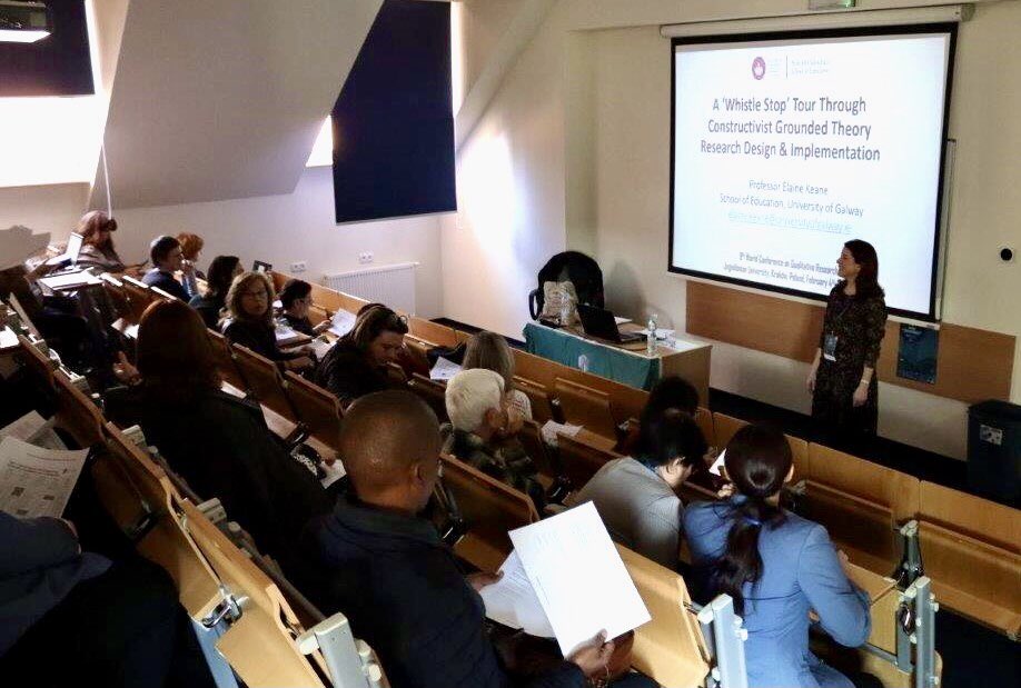 Prof. Elaine Keane keynote speaker &amp; workshop facilitator at 9th World Conference on Qualitative Research at Jagiellonian University, Kraków, Poland. Her keynote address ‘Constructivist Grounded Theory in Qualitative Research for Social Justice: Purpose, Process, Promise’.