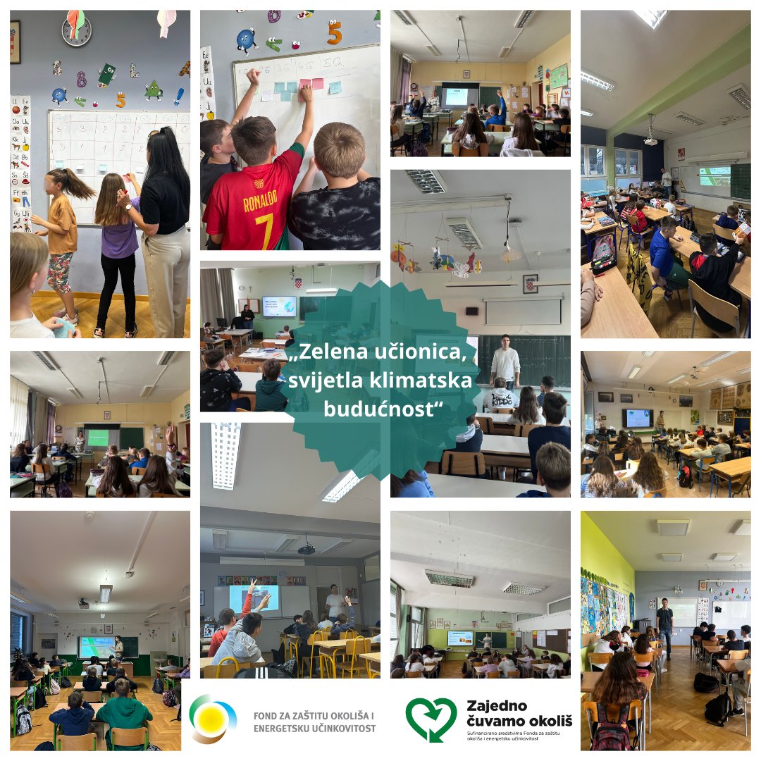 🌿 Završili smo DOOR-ov projekt „Zelena učionica, svijetla klimatska budućnost“, kroz koji smo u 5 škola educirali preko 200 učenika o klimatskim promjenama i važnosti prilagodbe, uz podršku Fonda za zaštitu okoliša i energetsku učinkovitost!  #ZelenaUčionica #KlimatskaOtpornost