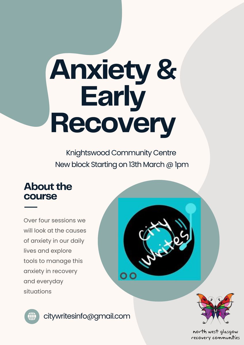 Our new weekly planner is now ready ! Also this Thursday sees the Anxiety &amp; Early recovery start again at our Knightswood Cafe !