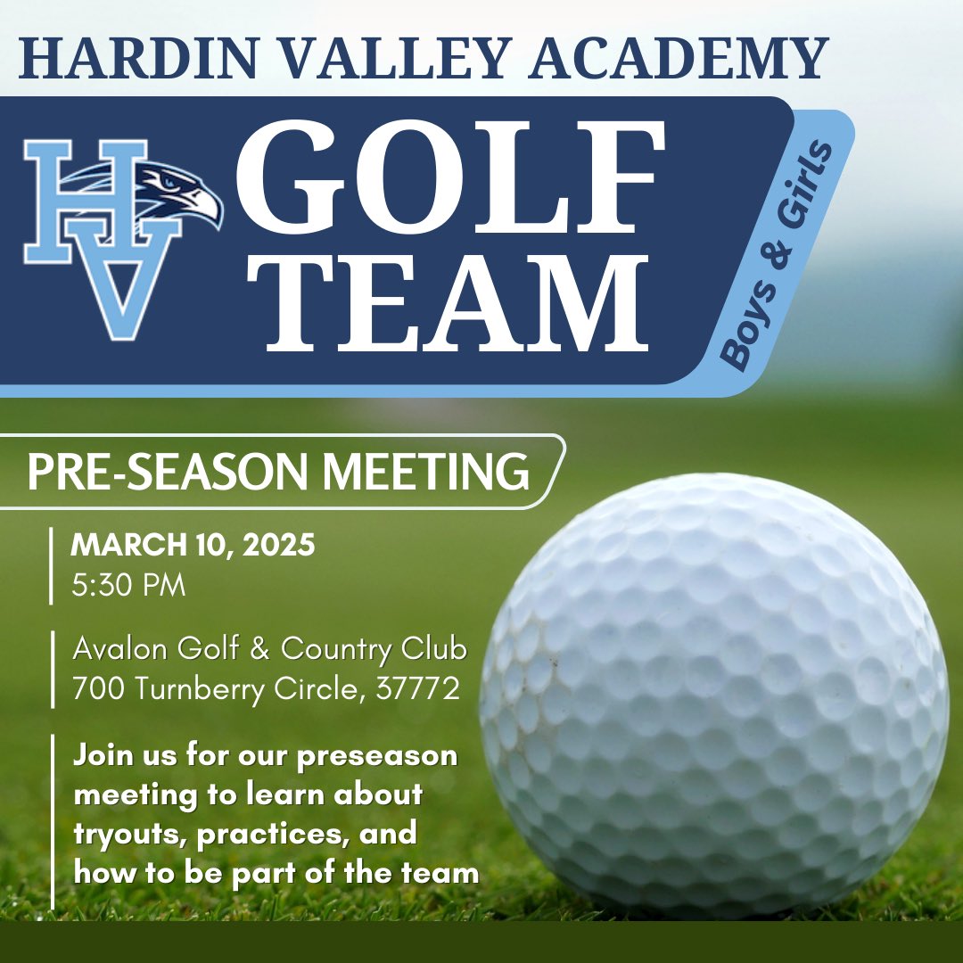 HVAGolf's tweet image. TODAY! Join us this evening to learn about the HVA golf team and plans for next season. @HVAAthletics @HVAHawks @HVAAC