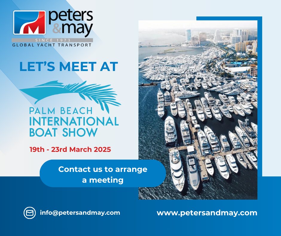 The countdown is on, and we’re excited to be attending <a href="/pbboatShow/">pbboatshow</a> next week, March 19 - 23. 

Will you be there? 

Email us to arrange a meeting and explore your shipping options.

We look forward to seeing you!

#PetersAndMay #PalmBeachBoatShow #YachtTransport