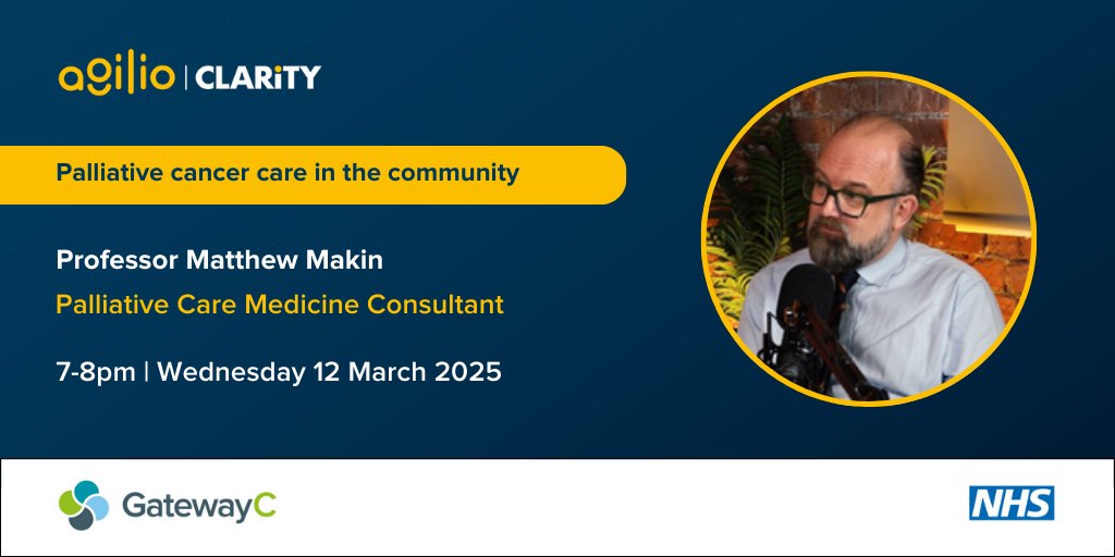 Join us as we welcome back GatewayC for a webinar to enhance your approach to Palliative Care in the Community

📅Wednesday 12th March- 7pm

Register here 👇 
bigmarker.com/primary-care/P…

#AgilioPrimaryCare #GatewayC #Webinar #PalliativeCare